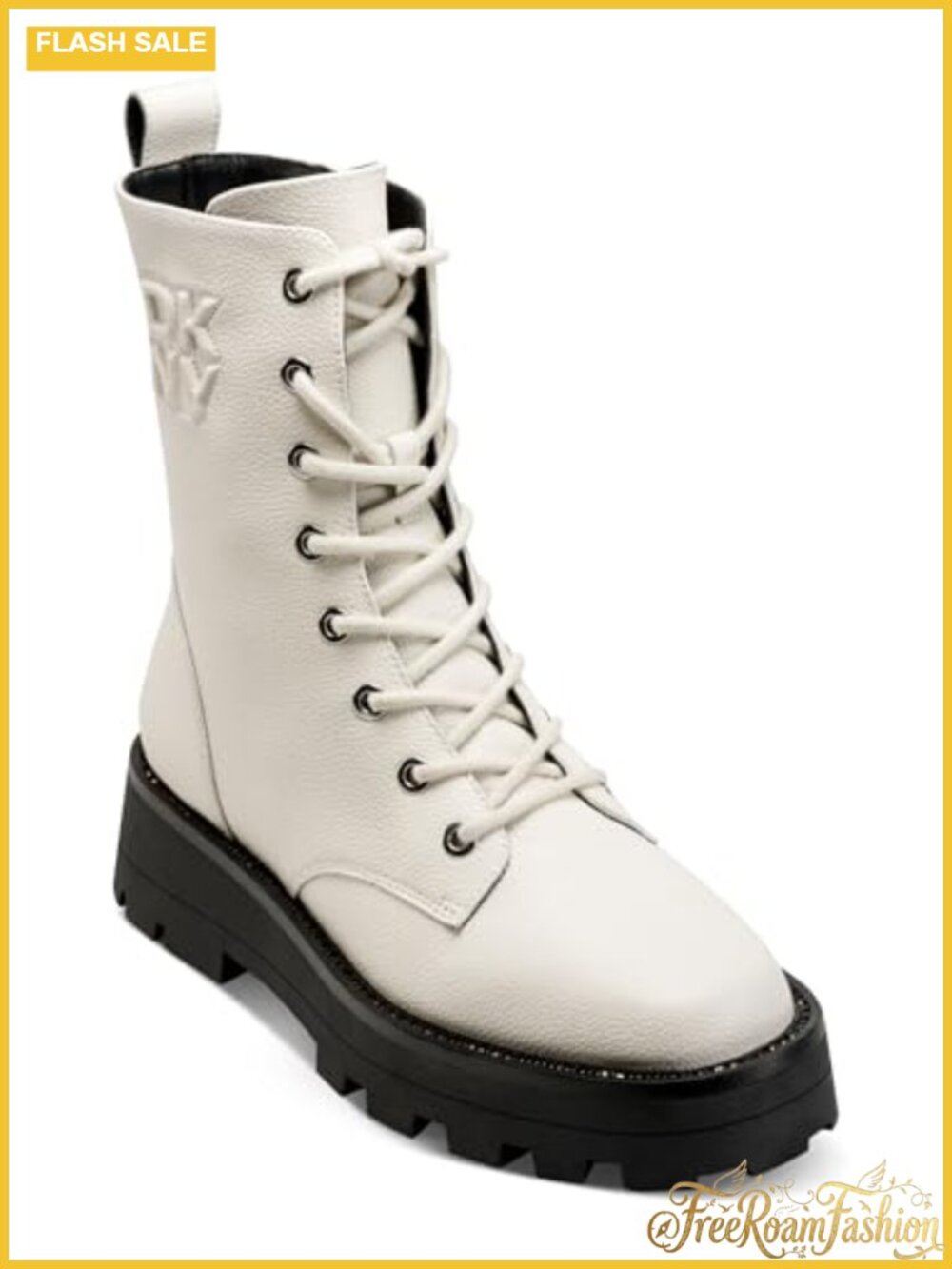 Sejal Lace Up Combat Boot Faux Leather Block Heel Ankle Boot
